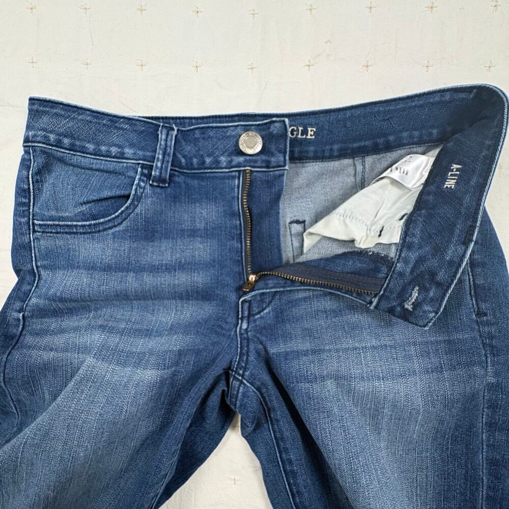 American Eagle Flare Jeans Women's 4 Long Raw Edge Boho Indie Groovy - Picture 3 of 12
